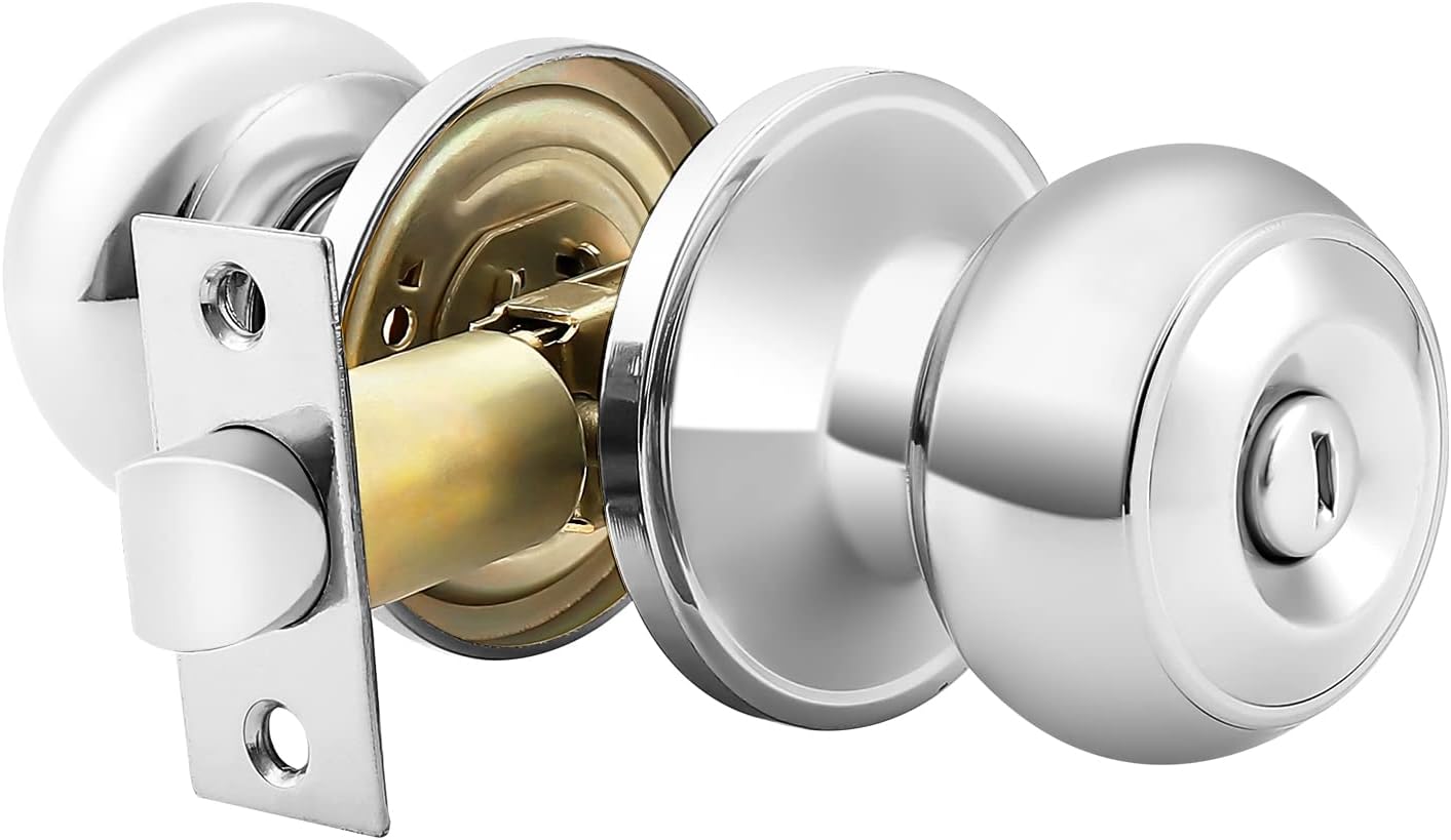 Probrico (Pack of 1 Privacy Door Knobs Door Lock Keyless in Polished