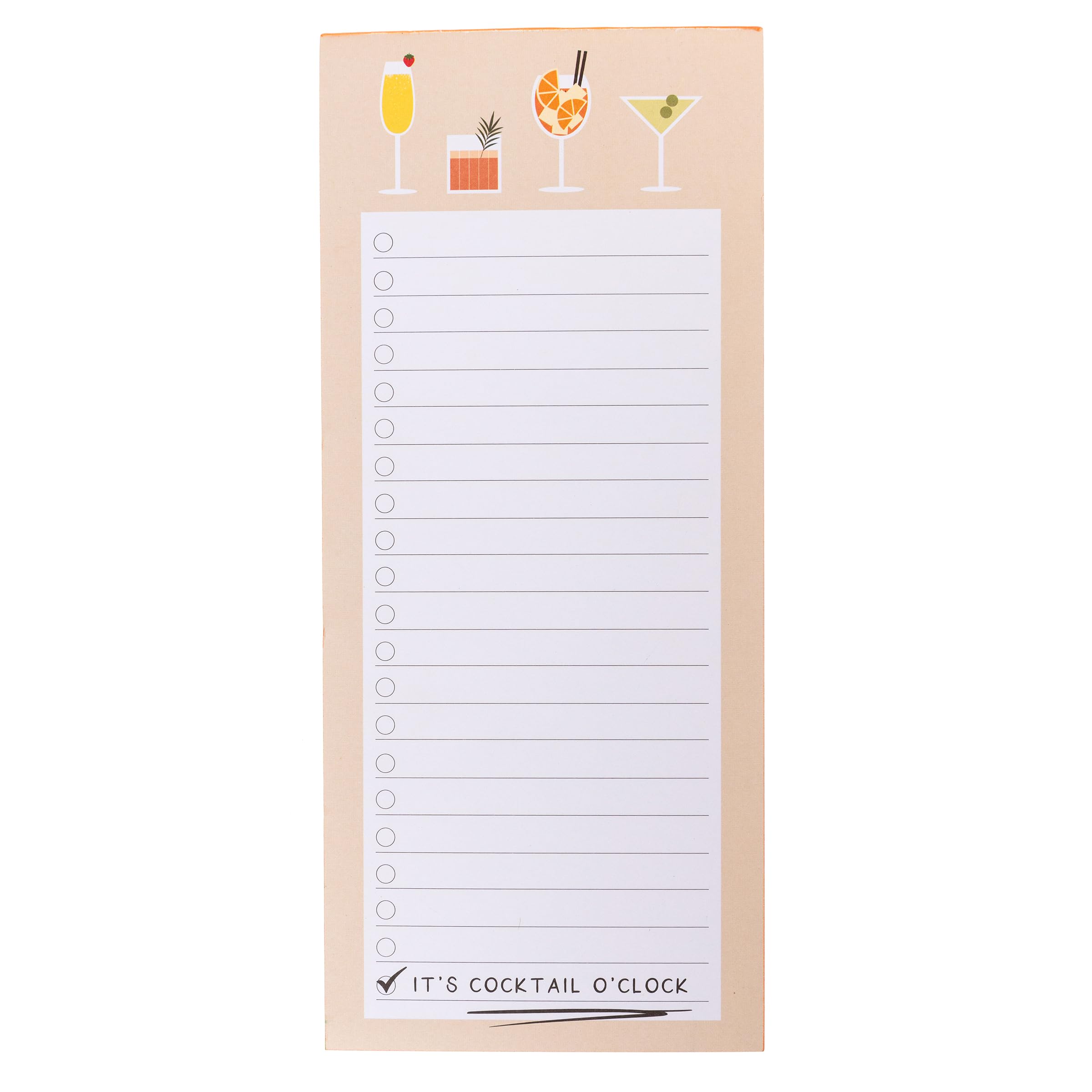 Graphique Cocktail o’clock Magnetic Notepad, 100 Tear-Away Sheets for Grocery, Shopping & To-Do Lists, Writing Pad for Fridge, Kitchen, Office