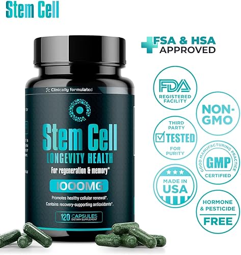 Miniatura 3 de Suplementos de células madre premium de 1,000 mg (240 cápsulas) aumentan la inmunidad, reducen el dolor articular, apoyar el antienvejecimiento