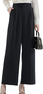[Yino] ワイドパンツ レディース ロングパンツ スラックス ストレート タック センタープレス ウエストゴム 脚長 ゆったり 体型カバー さらり 大人 きれい ズボン カジュアル オフィス 通勤