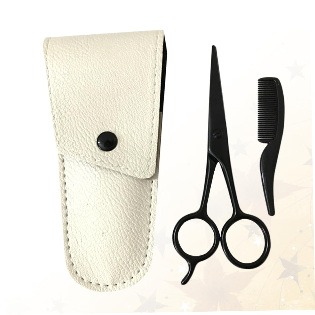 Healeved 9piezas Tijeras Para Barba De Acero Inoxidable Kit De Cuidado Personal Pequeñas Tijeras De Precisión Funda De Cuero y Peine Para Barba Herramienta De Estilo y Recorte Para