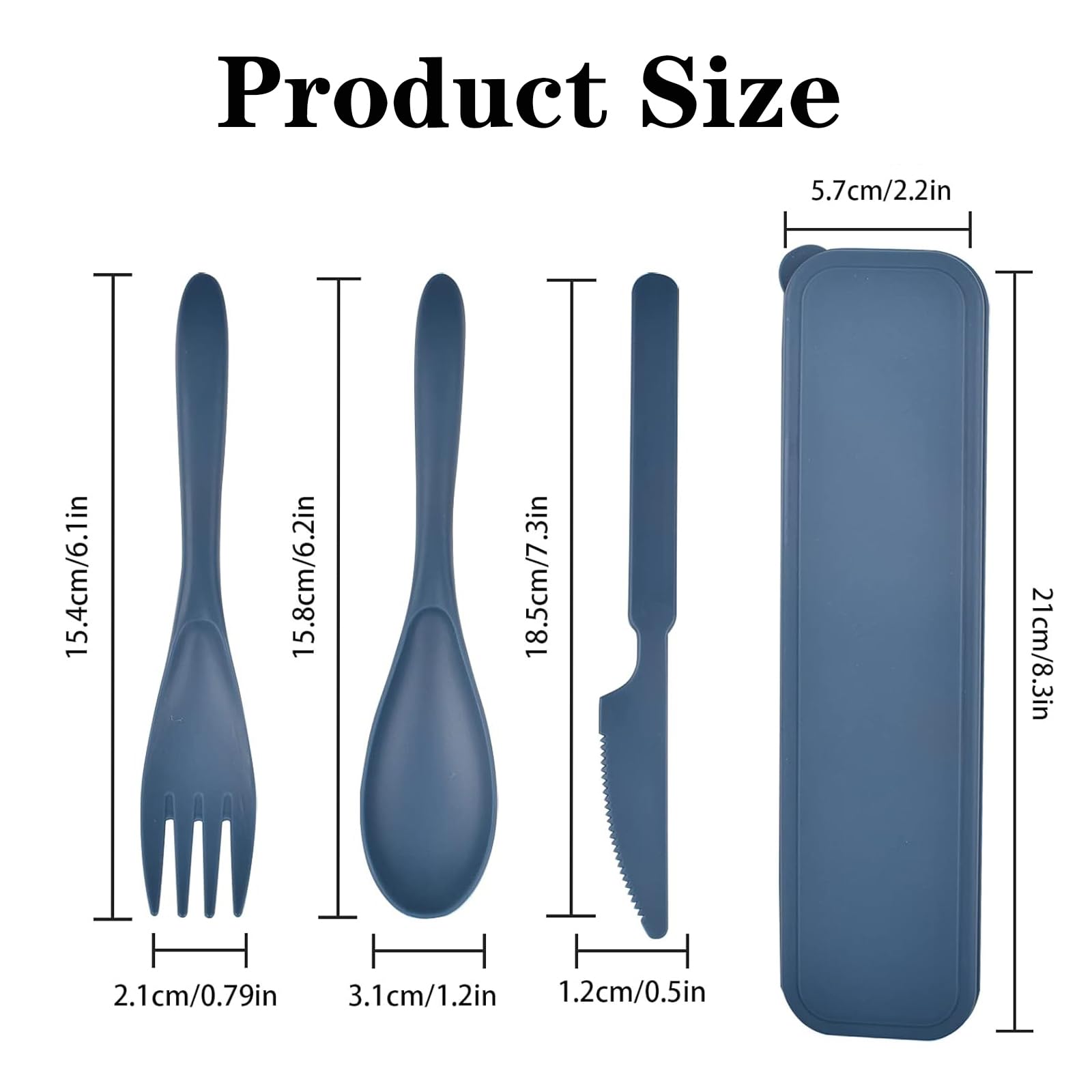 Reisbestekset met koffer, herbruikbaar plastic servies, messenlepelvork, set van 2 draagbare campinggebruiksvoorwerpen, voor reizen, picknick, kamperen of dagelijks gebruik (groen beige