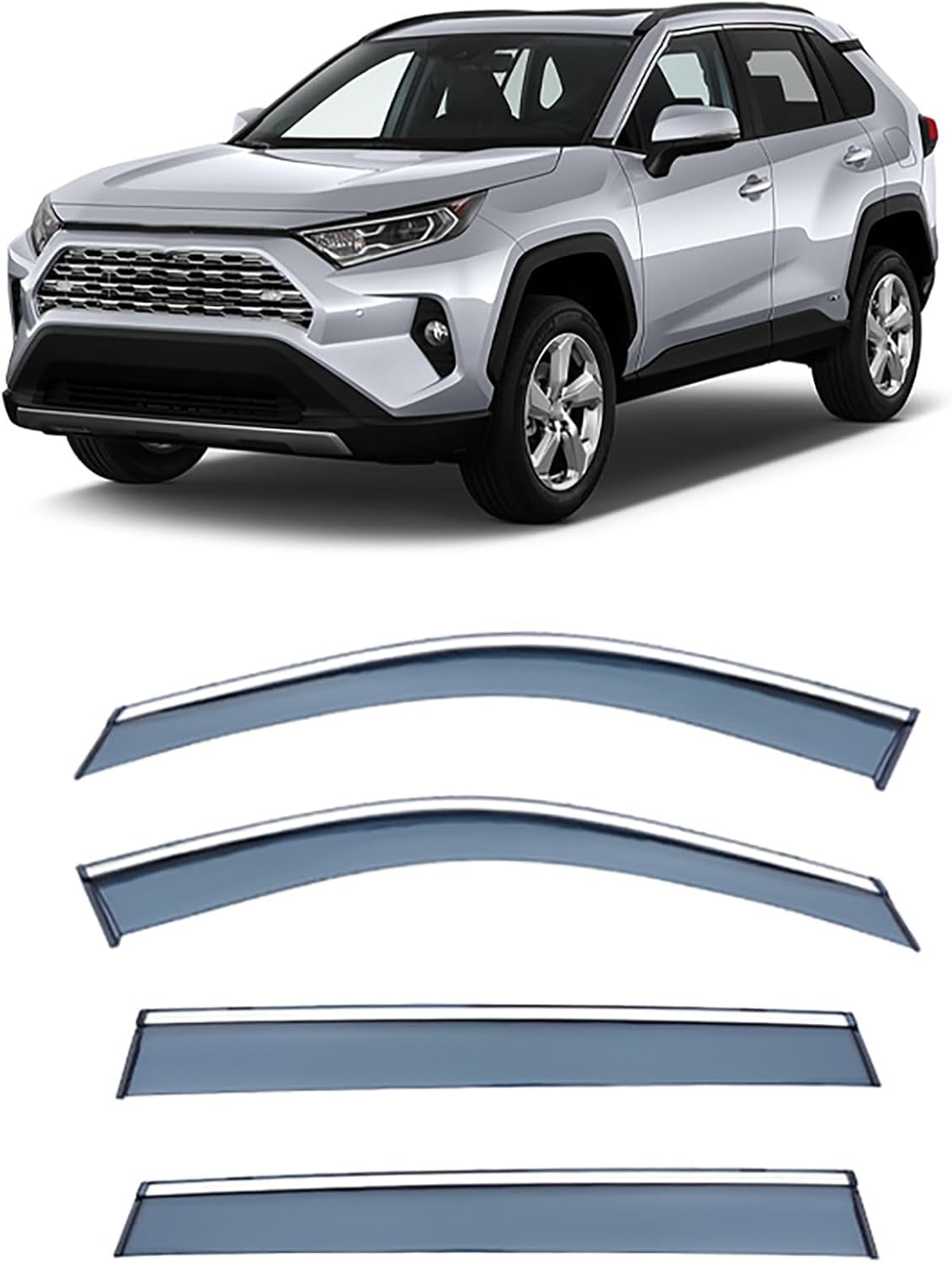 FengXH Window Deflectors for Toyota RAV4 MK5-XA50 2020+ - 4pc Smoke Tint, Waterproof, Noise Reducing.