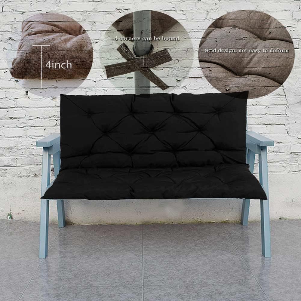 Patio Furniture Cushions,Swing Cushion/Outdoor Bench 2 or 3 Seat Cushion with Ties- Waterproof Non Slip Porch Bench Cushion (Khaki 47.3X39.4in)