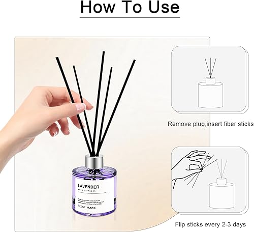 Miniatura 4 de Juego de 3 difusores de varillas de 1.7 onzas líquidas, difusor de aceite perfumado lavanda jazmín Gardenia con 5 varillas, difusor de varillas de
