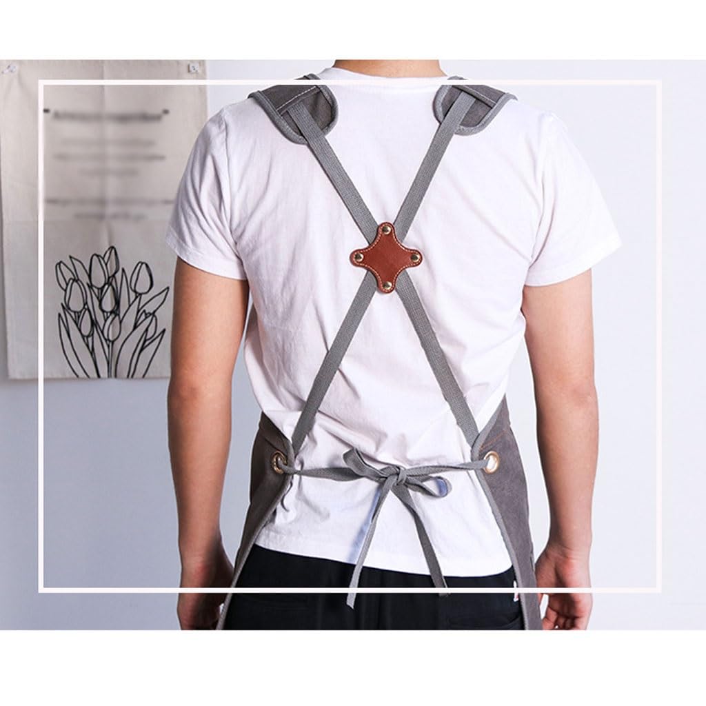 Delantal de cocina de lona, barbería, cafetería, jardinería, carpintero, hombre y mujer, restaurante, camarero, ropa de trabajo, delantal con bolsillos