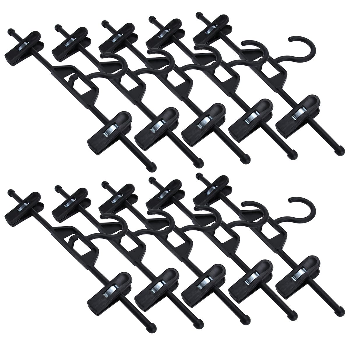 Grucce antiscivolo per pantaloni, 10 pezzi, clip regolabili in plastica nera con design retrattile per riporre vestiti di casa salvaspazio