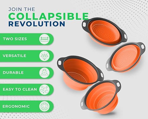 Miniatura 2 de Juego de Colador, juego de 2 coladores plegables (filtros) de Comfify. Incluye 2 filtros de silicona plegables de 8 pulgadas y 2 cuartos de galón,