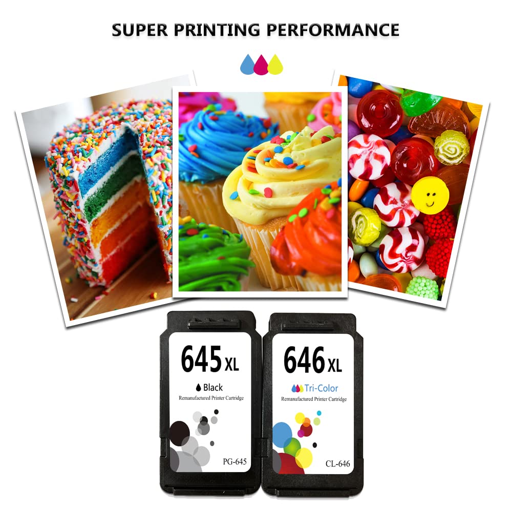 LEBOK Cartouches d'encre reconditionnées 645XL 646XL pour imprimante Canon Pixma PG-645XL CL-646XL pour iP2860 MG2460 MG2560 MG2960 MX496 1 Noir 1 Tricolore