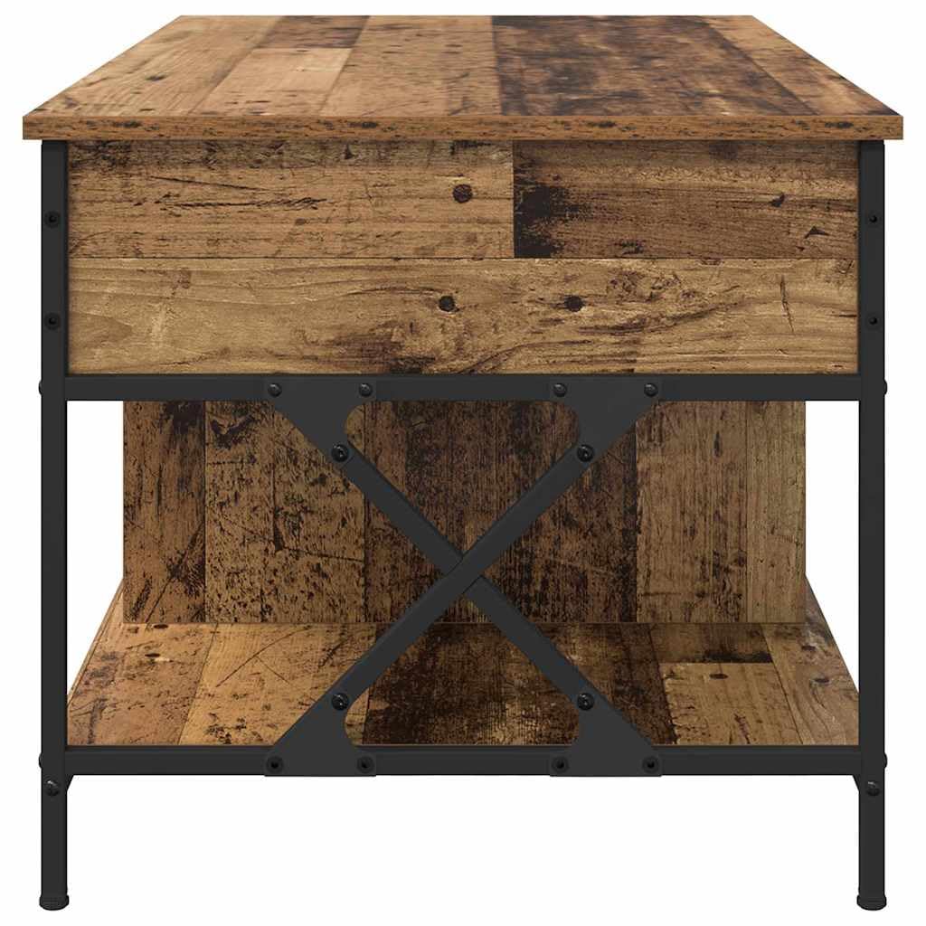 Tavolino da salotto in legno anticato, 100 x 55 x 49,5 cm, in legno