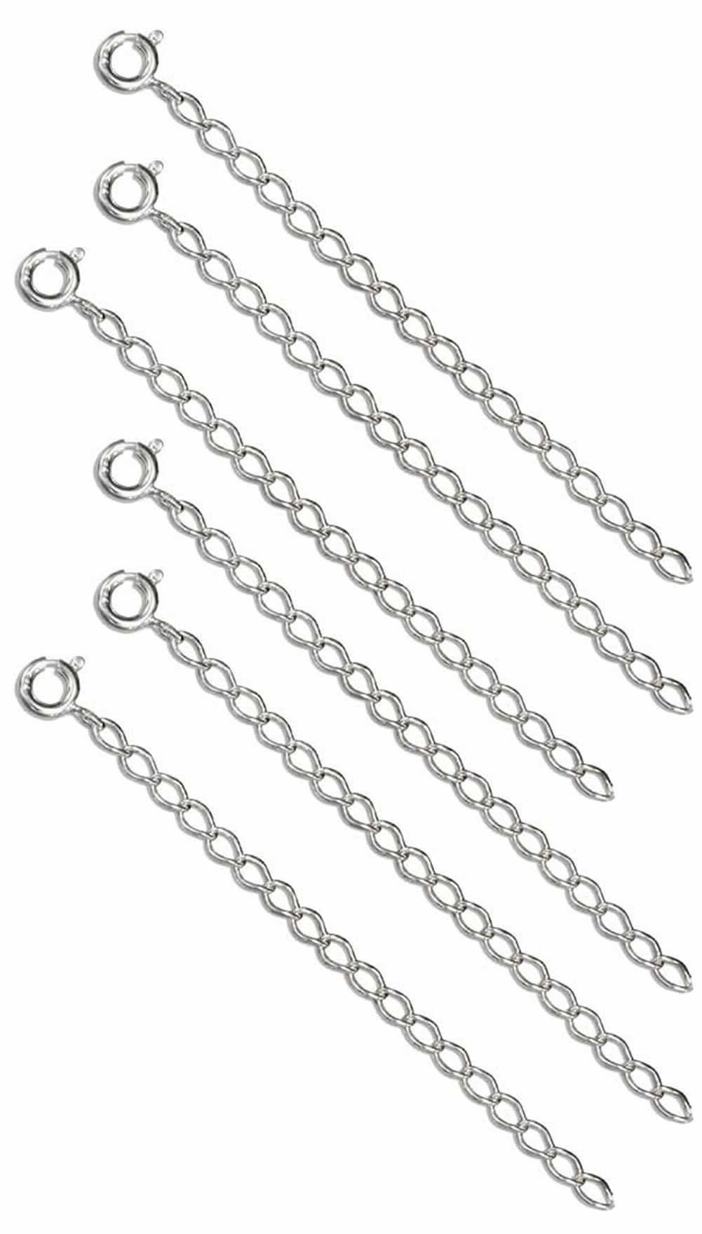 Necklace Bracelet Chain Extender ~ Pack of Six (6) ~ .925 Sterling Silver ~ 3 Inch Length ~ Soap Opera Jewelry