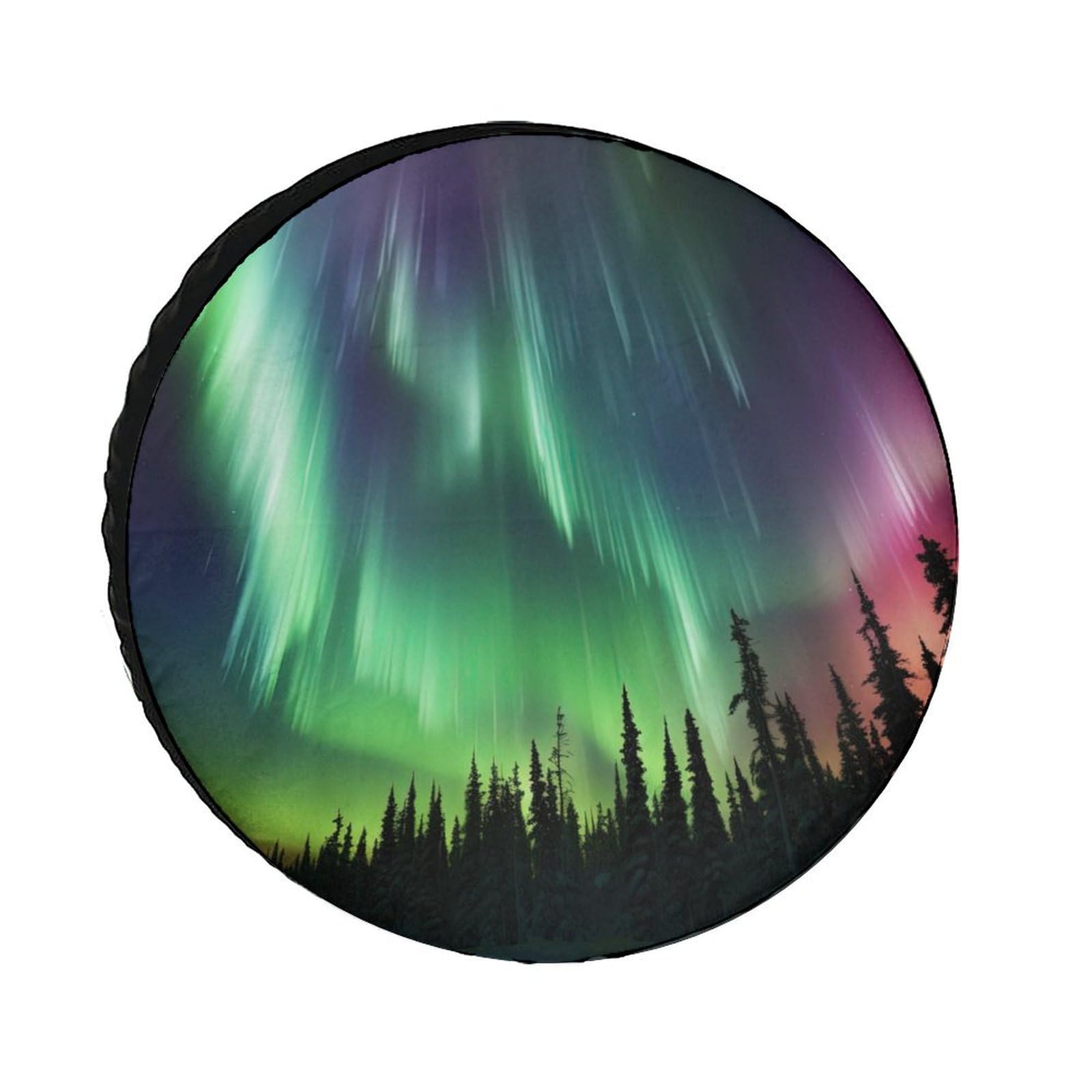 Premium Oxford Cloth Tire Cover - Northern Lights Universal Fit Spare Wheel Protector for SUV, Truck, RV - Weather-Resistant, Dustproof, and UV
