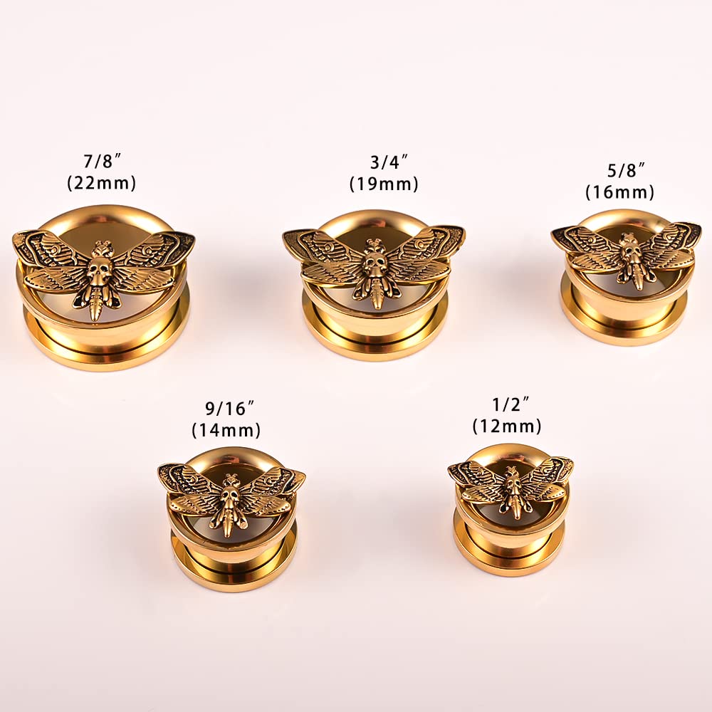 Vankula Ohr Flesh Tunnel Double Flared Plug mit Schraubverschluss Motten Edelstahl für Gestreckte Expander Ohrpiercing 8mm bis 22mm