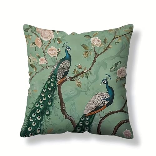 Image of PVOODIRE Peacock Animal Cushion Covers 45x45cm-Cute Stuff Decorative Sofa Cover Gifts for New Home