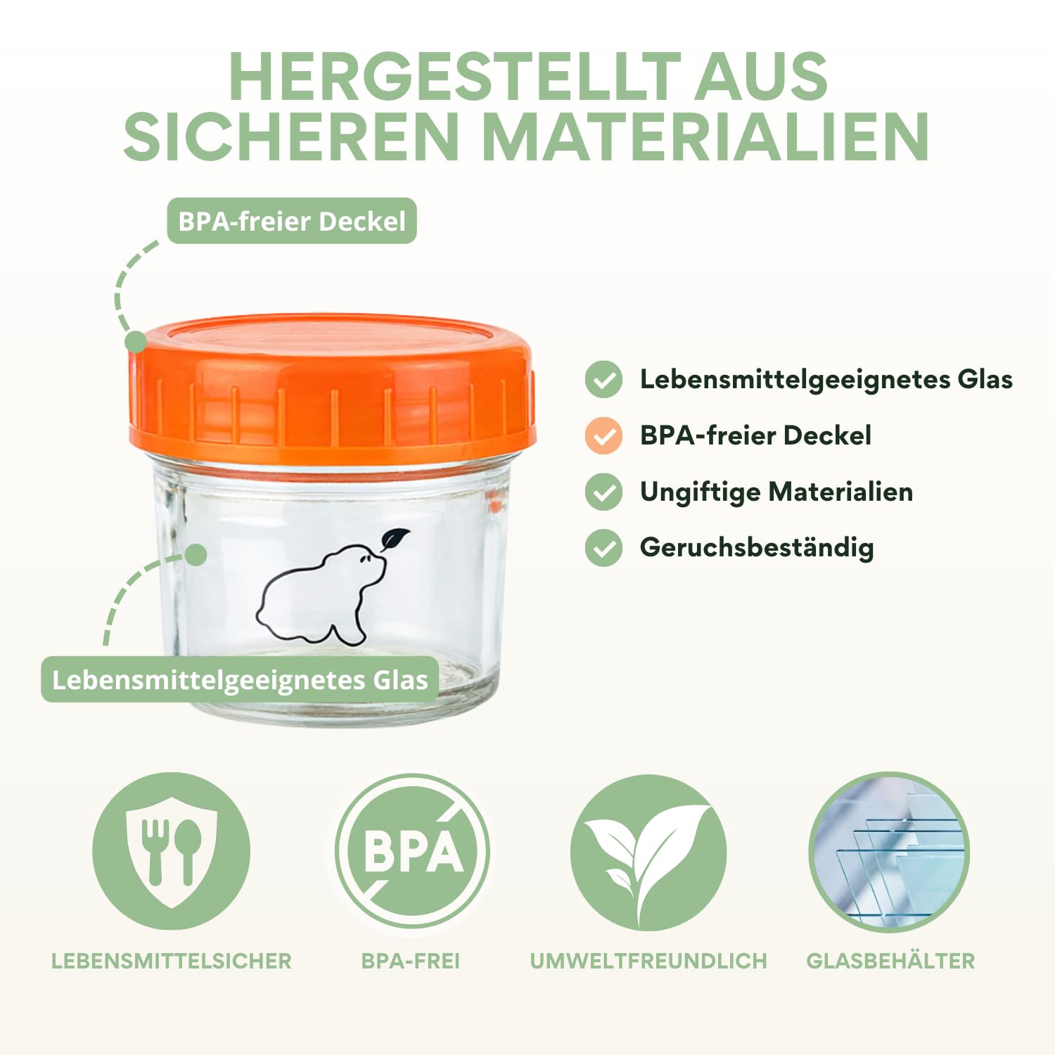 Vorratsdosen Glas für Babynahrung, Glasfrischhaltedose 120ml (12 Stk) - Gefrierdosen Klein mit Schraubdeckel, Glasbehälter Rund Mikrowellenfest (Außer Deckel) - Schadstoffrei, Mehrweg