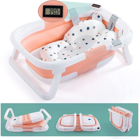 Baby BathTub, 4in1 Newborn to Toddler Tub with Temperature Sensor