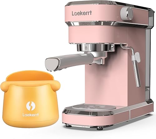 Laekerrt Máquina de café espresso de 20 bares Pink & Laekerrt Espresso Knock Box (Amarillo)