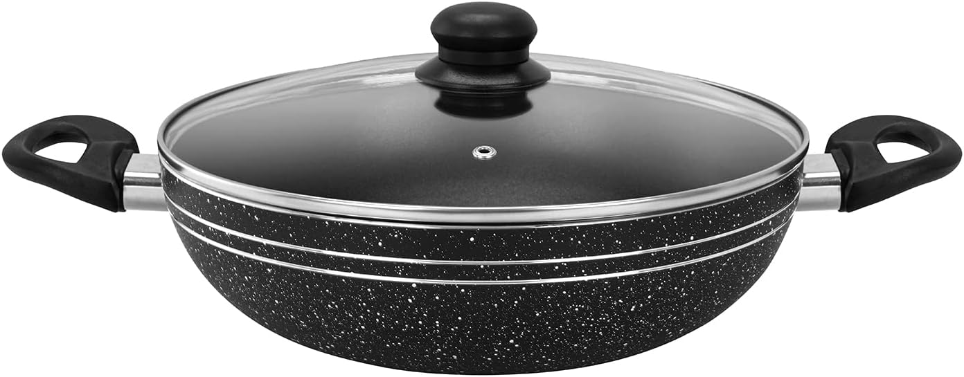 Royalford Aluminium Wok Pan, 32 CM Induction Safe Frying Pan with Non