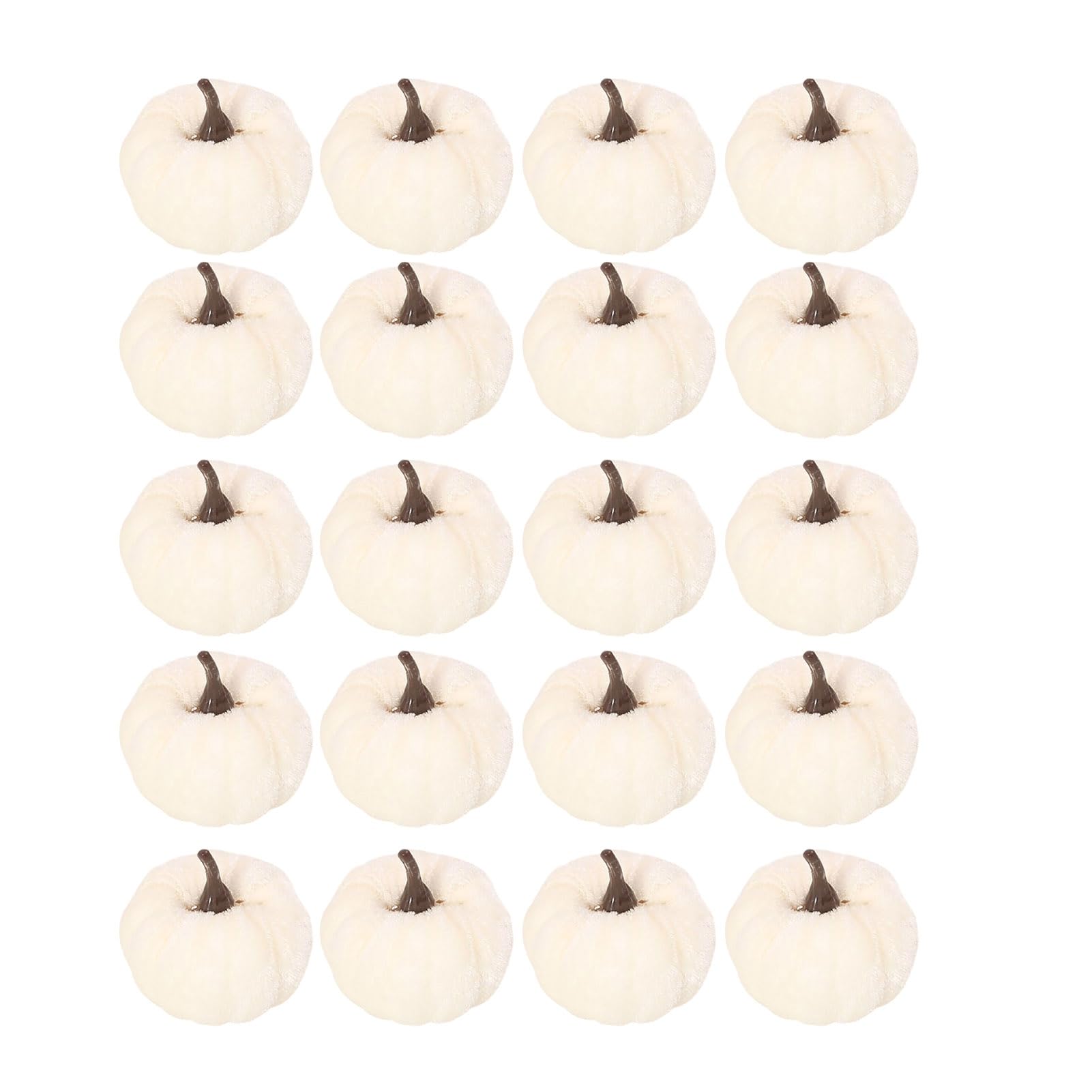 pidodou 20PCS Velvet Pumpkin Decorative Ornaments, Multi-Color Artificial Fall Harvest Decor for Mantel Table Shelf, Farmhouse Table Centerpiece for Thanksgiving Halloween Decor Beige