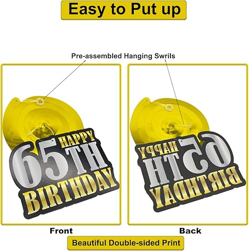 Miniatura 2 de WOJOGO Decoraciones de cumpleaños 65 para mujer, decoraciones de cumpleaños número 65 de oro rosa para mujer, pancarta de feliz cumpleaños 65 con