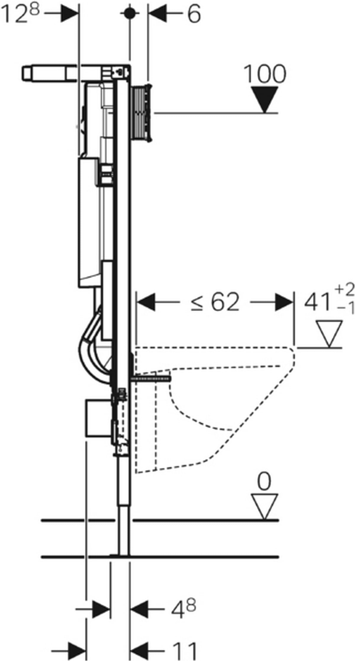 Geberit - Bastidor Geberit Duofix Para Inodoro Suspendido, 112 Cm, Con Cisterna Empotrada Sigma 12 Cm, Solución Esquinera (111.390.00.5)