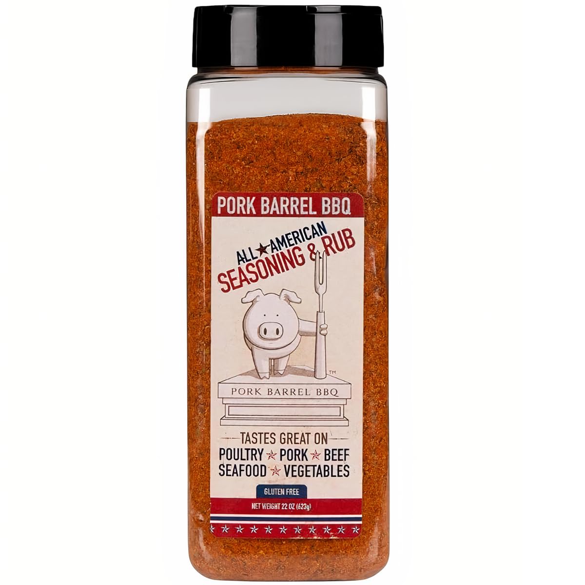 Pork Barrel BBQ All-Purpose BBQ Seasoning & Rub | Sugar-Free, Gluten-Free, MSG-Free | All American BBQ Seasoning for Chicken, Beef & Pork – 22oz Jar