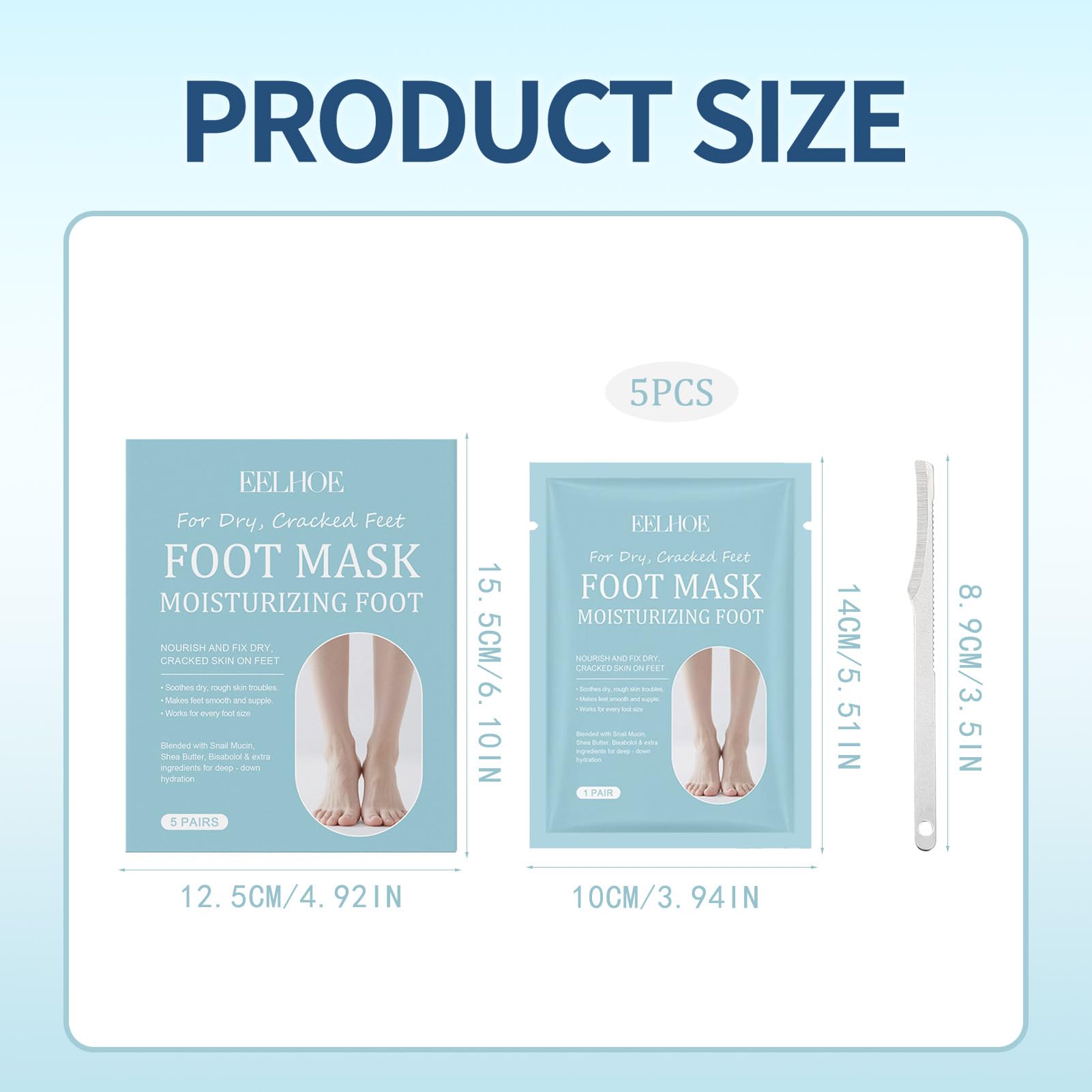 5 paia Maschera Esfoliante Piedi,Peeling Piedi,Idratante,Secchi e Screpolati,con Strumenti Pedicure per Uomo e Donna