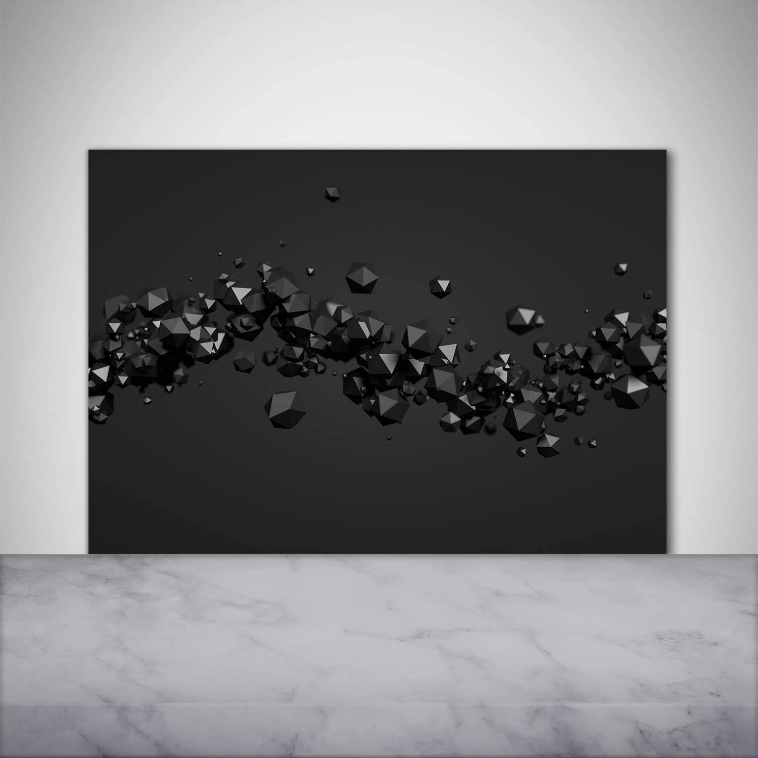 Tulup Crédence de Cuisine 100x70cm Dosseret en Verre Fond de hotte Verre de sécurité trempé Splashback Guard - Art: Moderne et Classique - Noir - Abstraction 3D