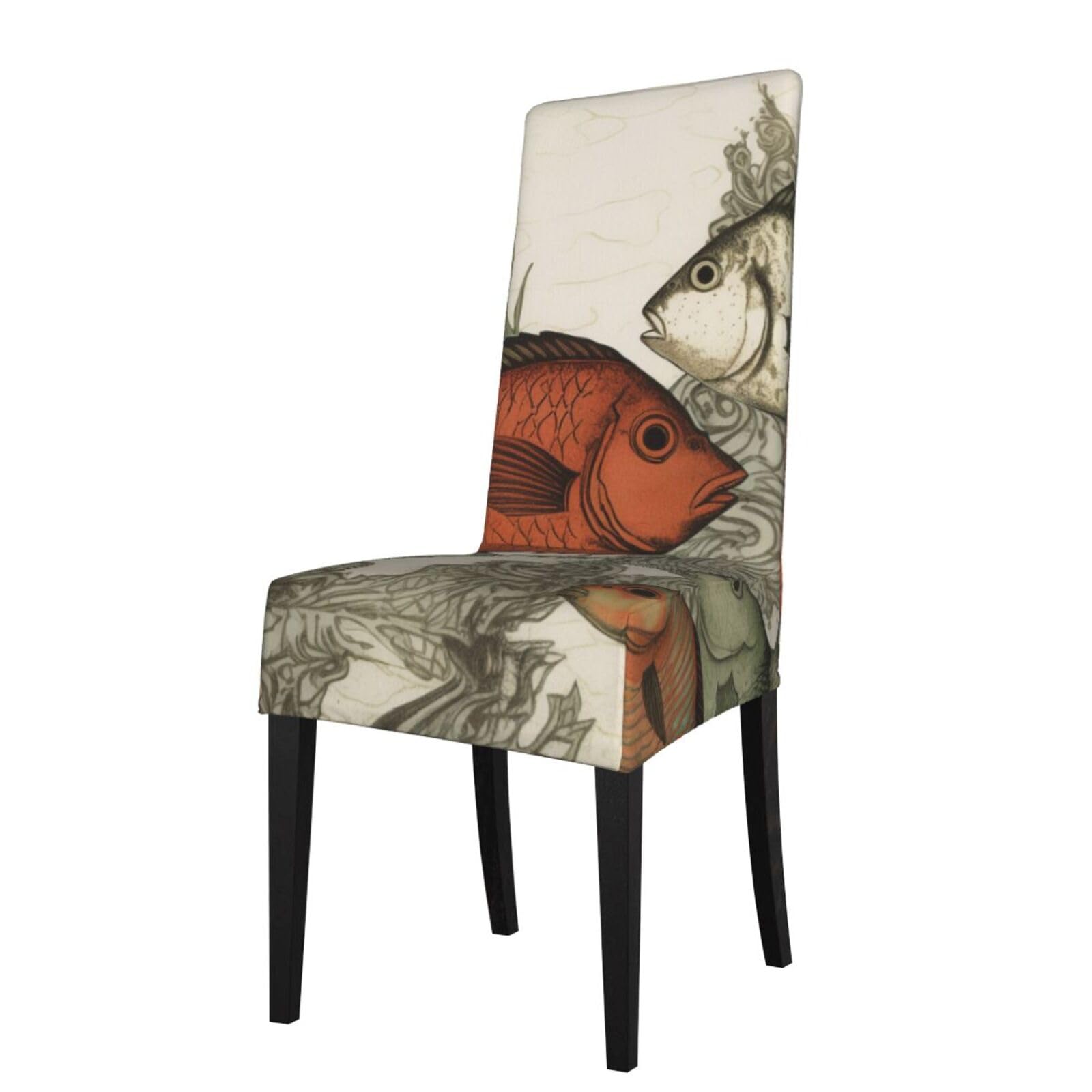 WPKJU Fish Print Dining Chair Covers Removable Chair Seat Covers Decorative for Kitchen & Bar Stools