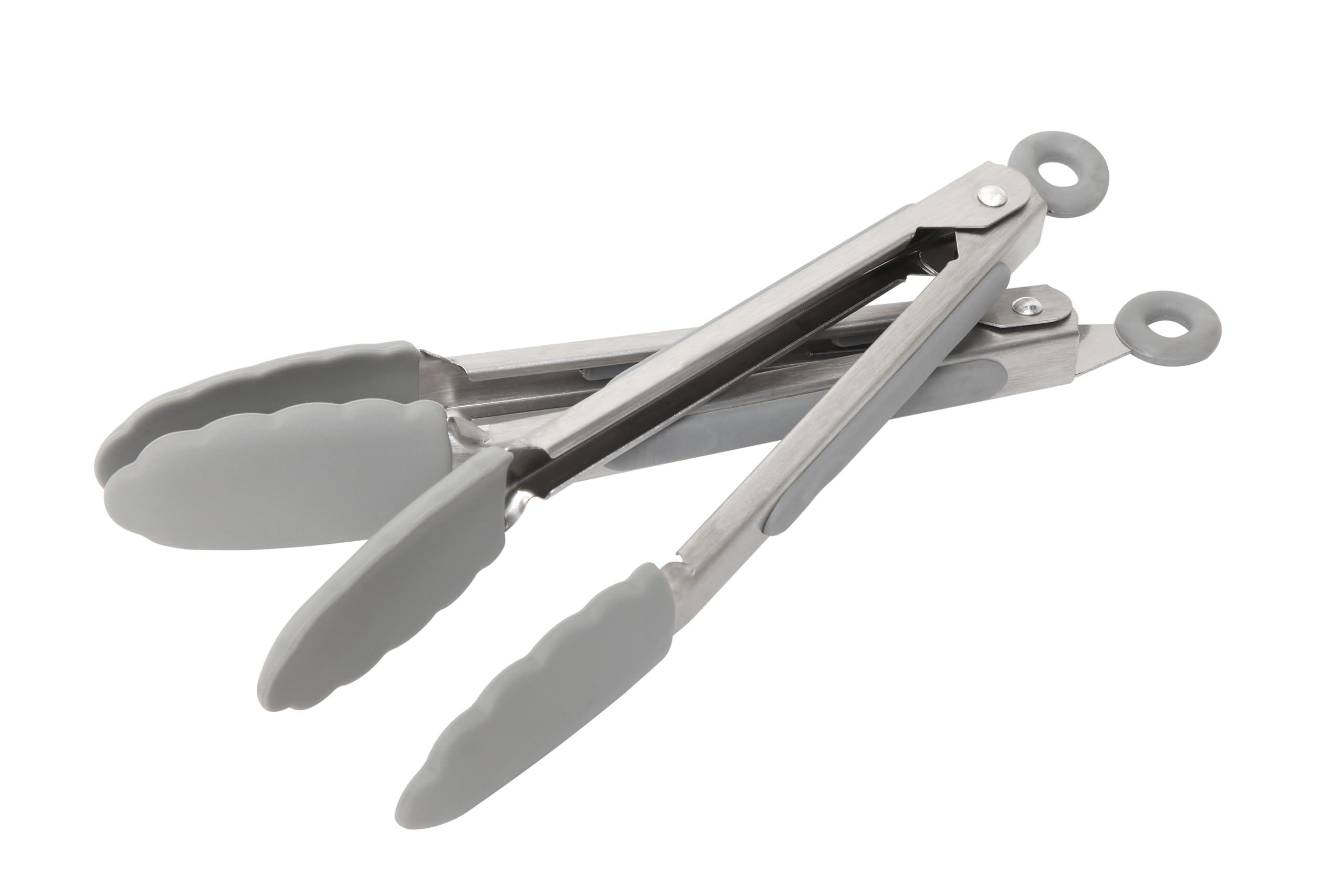 Wiltshire Mini Silicone Kitchen Tongs 18cm, Set of 2, Grey Silver 18cm