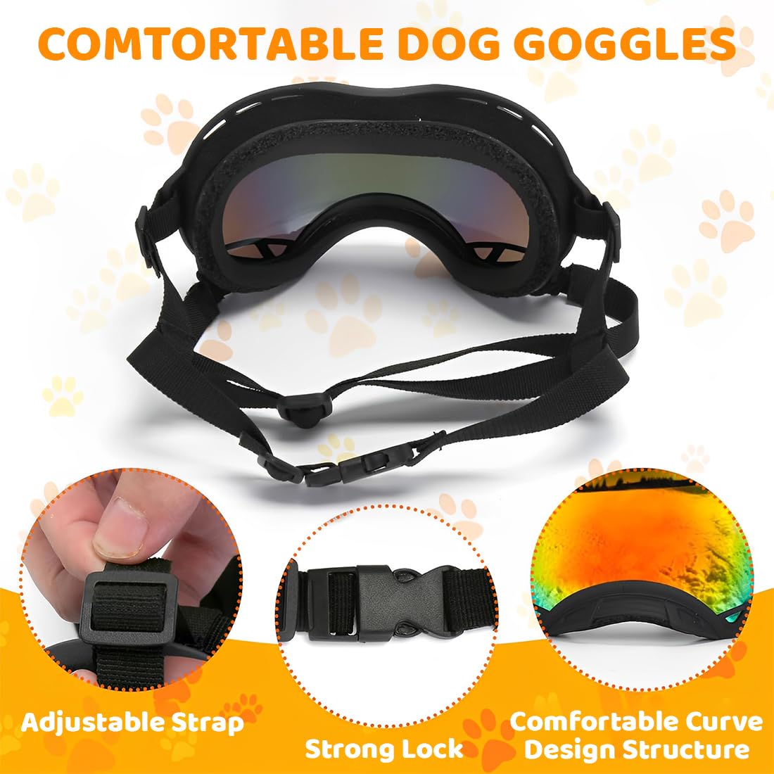 Occhiali da Sole per Cani, Occhiali da Sole Cani con Cinturini Regolabili, Protezione UV