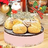 【予約 クリスマスケーキ 2023】 プロフィトロール いちごムースケーキ 飾り付き 冷凍 ホールケーキ たべるン 【12月21日~24日お届け】