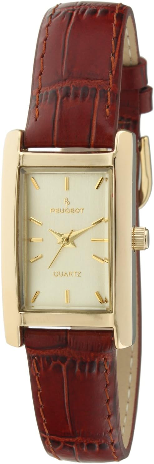 Peugeot 3007BR Women's Brown Leather Gold-tone Dial Watch
