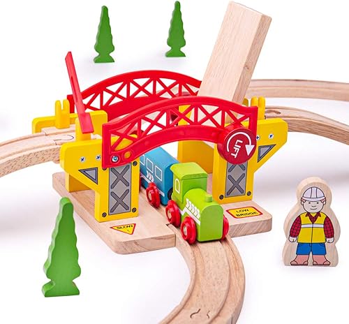 Bigjigs Rail Puente de elevación: otras marcas principales de rieles de madera son compatibles