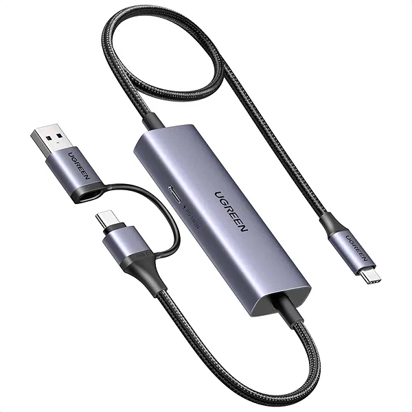 UGREEN 1080P 60FPS 2K@30Hz Capture Card with 100W Power Delivery Type C to USB-A/C Video Capture Card USB 3.0 with Ultra-Low Latency for Streaming, Compatible with Switch, iPad, Steam Deck, 