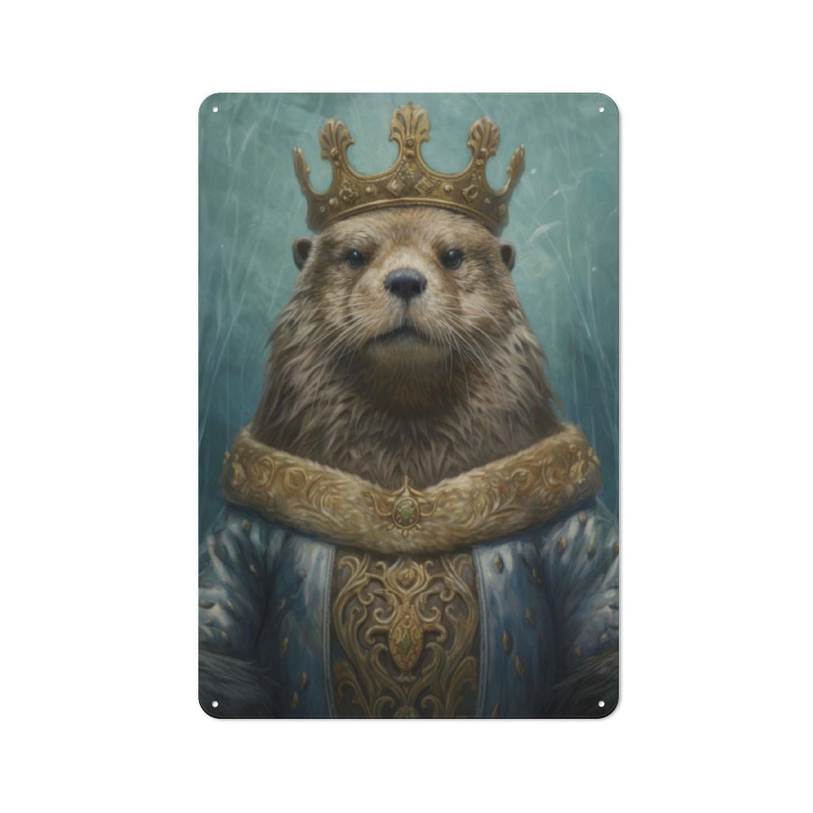 Junmoney Anthropomorphic Sea Otter Metal Sign 30X20cm With For Home Bar Wall, Rustic Decor, For Collectors Decorating Home Bars And Entertaining Spaces