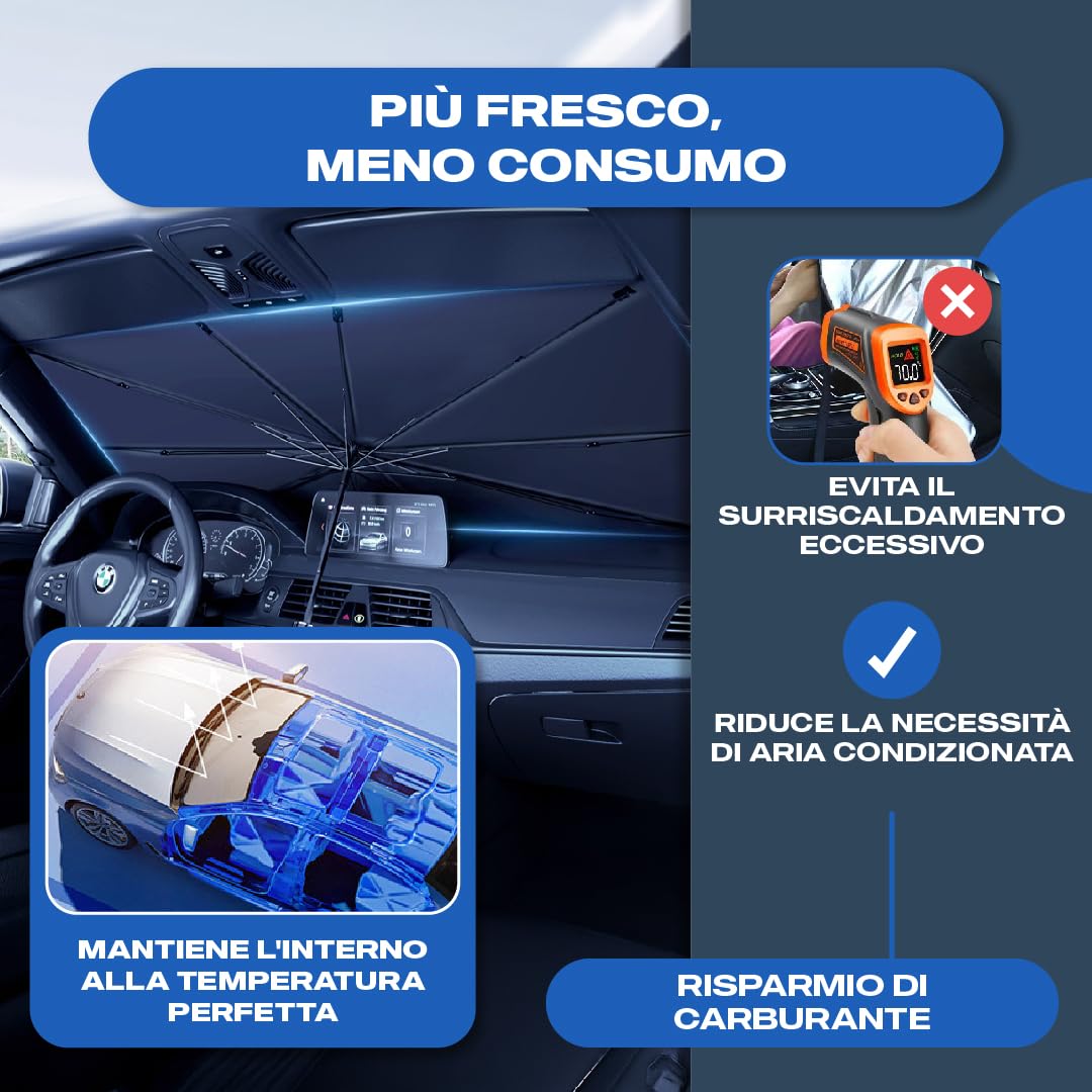 Parasole Auto Protezione Solare Anteriore 140x80cm UV Resistente