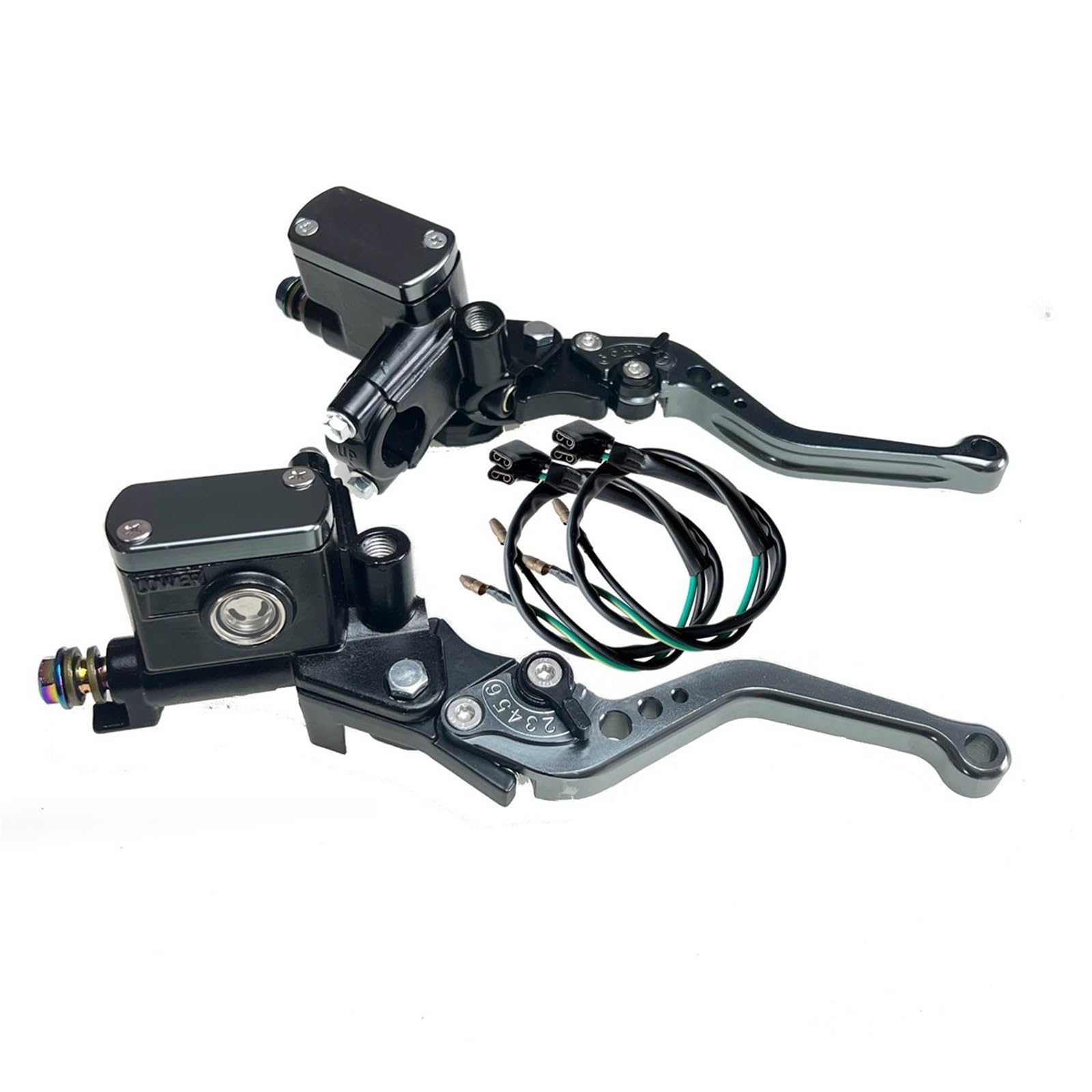 Iukmr Grey Pump 1 Pair Motorcycle Clutch Brake Lever 14Mm Piston Motorcycle Hydraulic Clutch Kit Brake Master Cylinder 1200Mm Hose(Grey Pump 1 Pair)