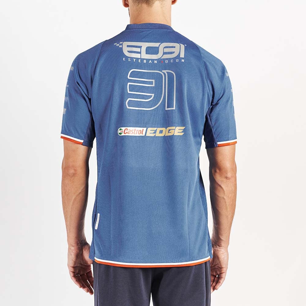 Maillot Officiel Enfant BWT Alpine F1 Team Esteban Ocon 31 - Kappa Kombat - Taille 12 Ans, Noir Avec Motifs Roses Et Bleus
