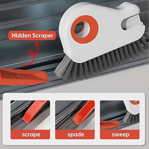 Miniatura 4 de 2 en 1 Cepillo de limpieza de ranuras Herramientas de limpieza de pista de ventana, nuevo cepillo de limpieza de grietas de cerda dura 2024