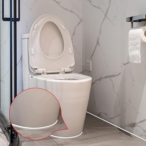 Miniatura 4 de Romdecyn Moldura flexible de 164 pies Tira de calafateo impermeable autoadhesiva para zócalo escalera encimeras azulejos paredes techos bordes de