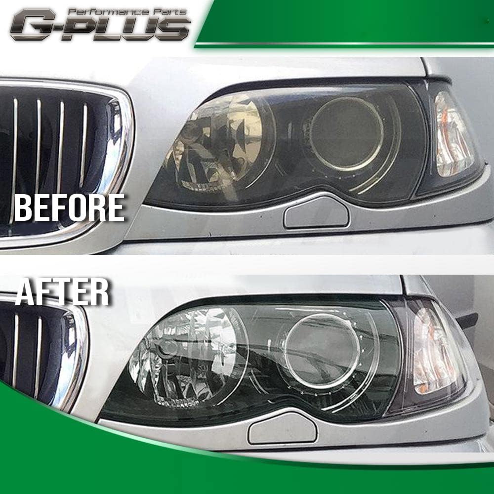 G-PLUS Headlight Headlamp Lense Smoky Lens Cover Replacement for BMW E46 4Door 320i 325i 325xi 330i 330xi 02-05 Left Right Side