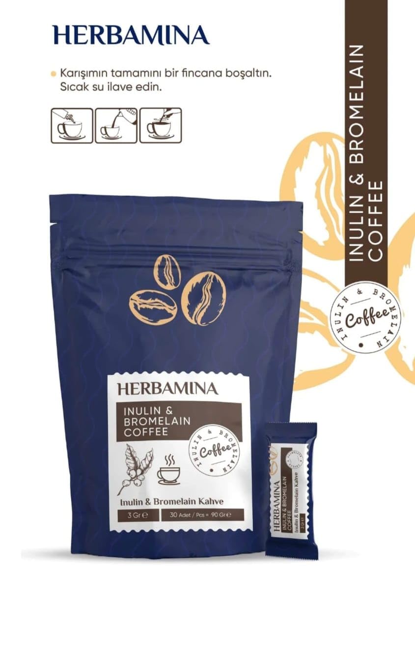 Herbamina Inülin Ve Bromelain Kaffee, 90 g (30 Stück)