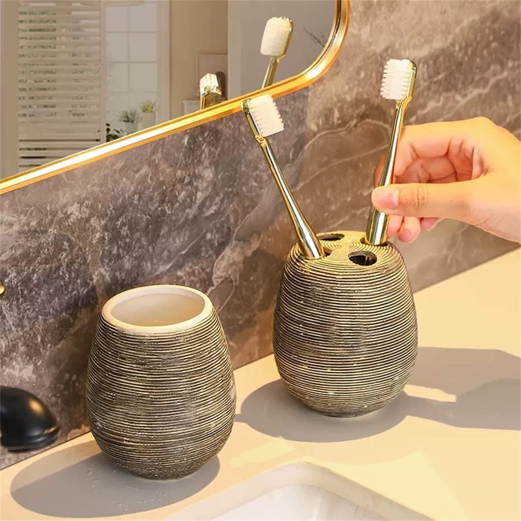 Juego de Accesorios de baño, Juego de baño cerámica con Cinco Piezas, Hecho a Mano, Estilo Retro