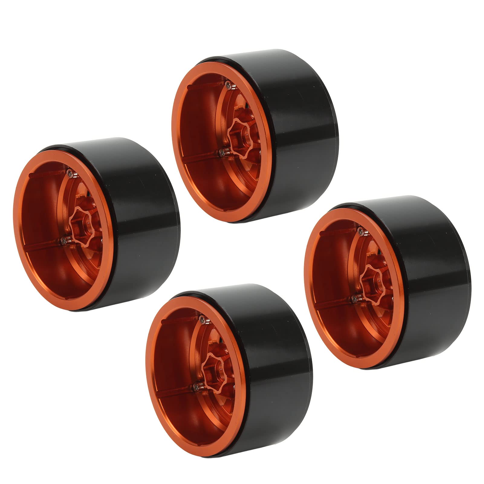 KIMISS 4 szt. 2,2-calowa Piasta Koła ze Stopu Aluminium do 1/10 RC Simulation Crawler - Uniwersalna Piasta RC Beadlock do, Defender, Axial SCX10 (ORANGE)