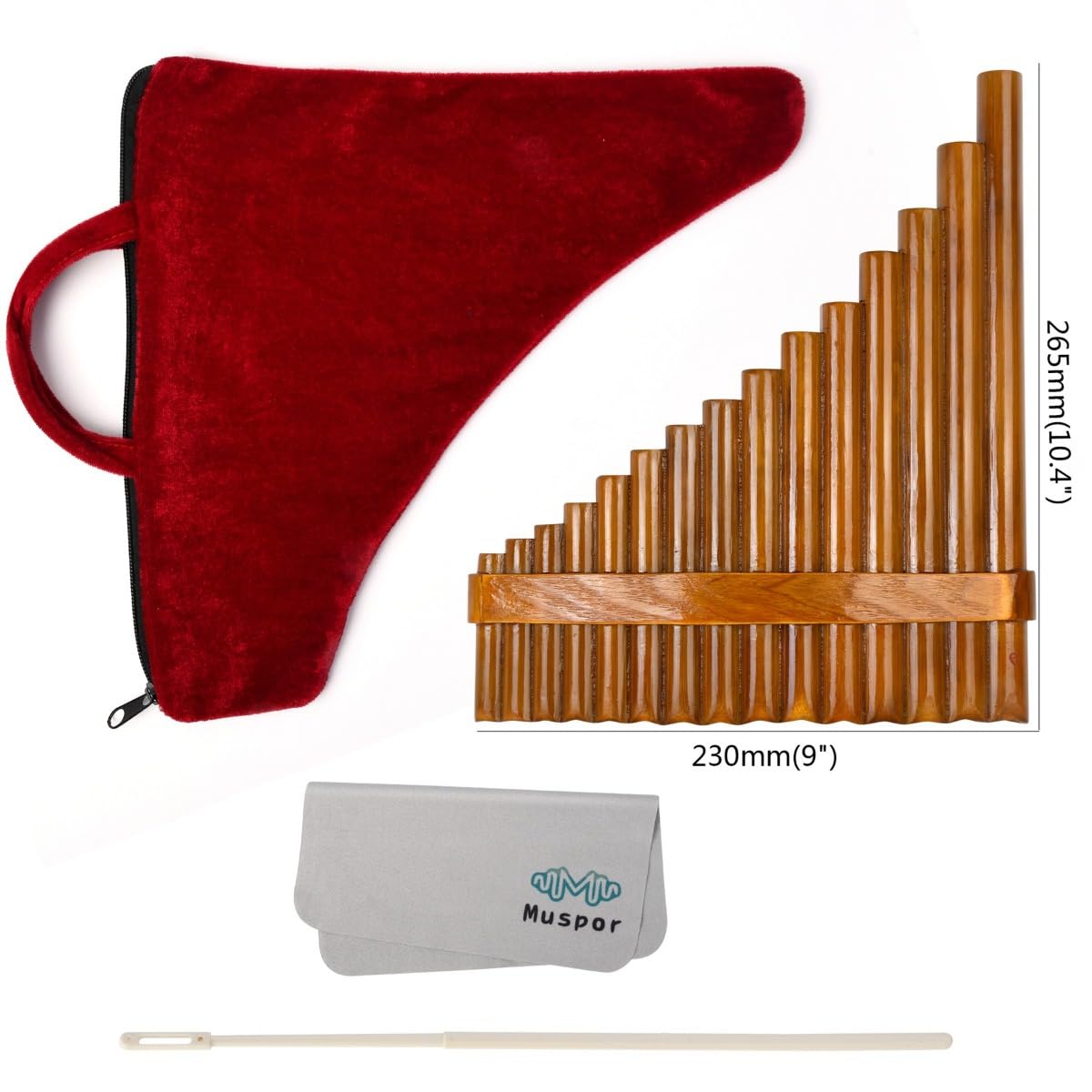 15 Pipes Pan Flute, G Key Bamboo Pan Pipes, Chinese Traditional Musical Instrument, Woodwind Instrument for Beginners (Right-Hand)