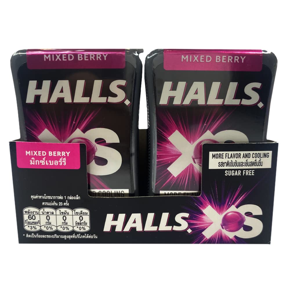 Halls XS Mixed Berry Flavored Sugar Free Candy, 0.5 oz / 15 g, 12 Pack