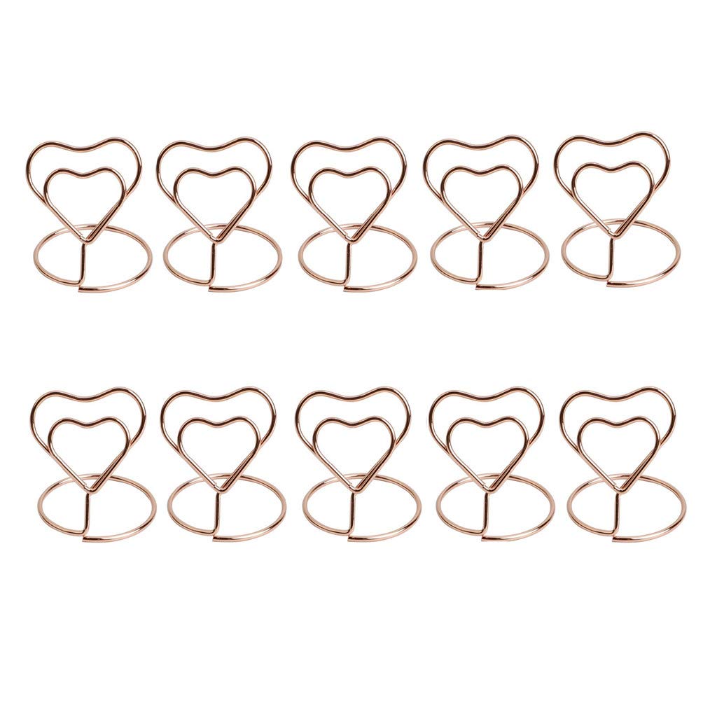 Mini Heart Place Card Holder Rose Gold Table Number Holder Photo Stand Memo Clips Wedding Birhtday Party Suppliers Pack 10pcs