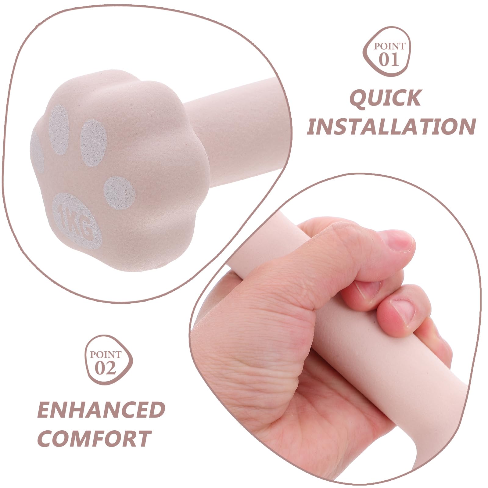 UPKOCH Hantle damskie 1 kg: Obciążniki do ćwiczeń w domu, do treningu rąk - Ćwiczenia ergonomiczne, mały żeliwny gryf do ćwiczeń w domu
