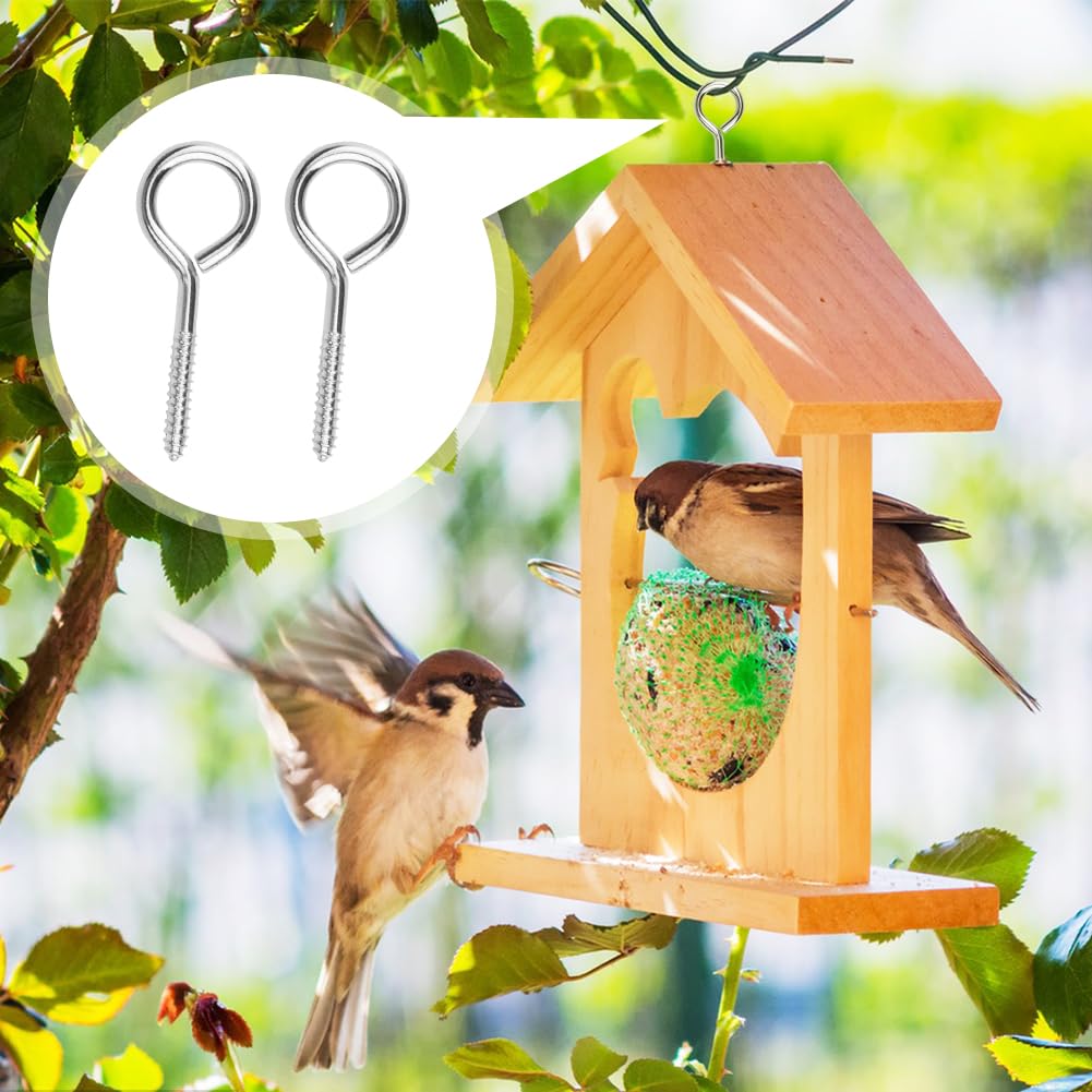 50PCS Bulloni a occhiello a vite, resistenti, viti a occhiello in acciaio inox per legno, grandi ganci antiruggine per amaca, per legare, sollevare e fissare cavi, facili da installare